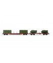 RIVAROSSI HR6612 SET 2 CARRI PIANALE A CARRELLI TIPO RGS+RGMMS, CON CARICO DI 2 CONTAINER + 2 VEICOLI MILITARI M113, EP. V