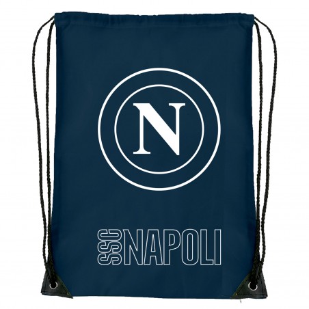 NAPOLI SACCA GYMSAC BLU NAVY CON LOGO BIANCO E SCRITTA SSC NAPOLI BIANCA SU UN LATO