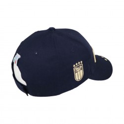 ITALIA CAPPELLINO IN COTONE BLU NAVY RICAMATO MODELLO BASEBALL SCRITTA ORO