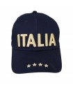 ITALIA CAPPELLINO IN COTONE BLU NAVY RICAMATO MODELLO BASEBALL SCRITTA ORO