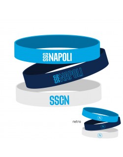 NAPOLI KIT 3 BRACCIALETTI IN SILICONE VARI COLORI CON LOGO NAPOLI E SCRITTA SSC NAPOLI