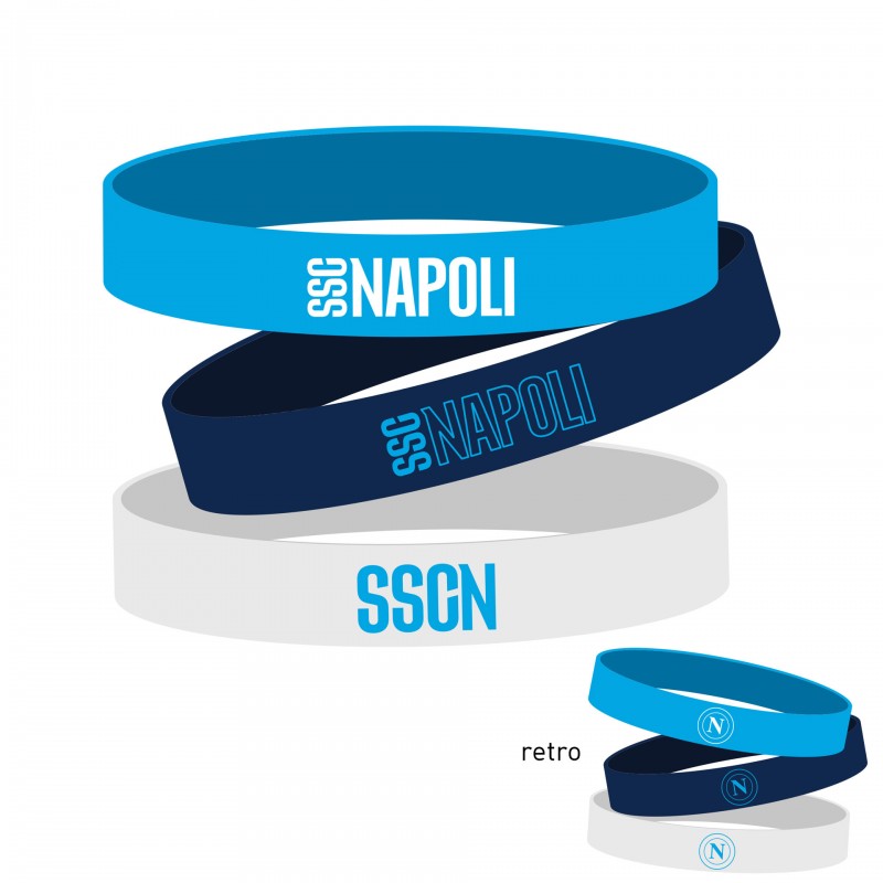 NAPOLI KIT 3 BRACCIALETTI IN SILICONE VARI COLORI CON LOGO NAPOLI E SCRITTA SSC NAPOLI