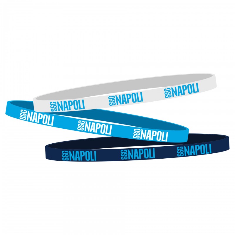 NAPOLI KIT 3 BRACCIALETTI PICCOLI IN SILICONE VARI COLORI CON SCRITTA SSC NAPOLI