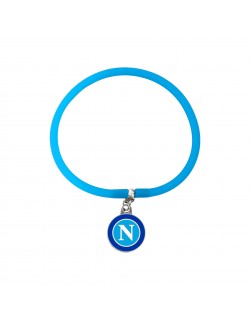 NAPOLI BRACCIALETTO IN SILICONE CELESTE CON CIONDOLO SMALTATO IN METALLO LOGO OLD