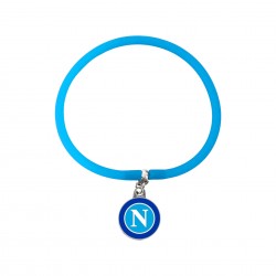 NAPOLI BRACCIALETTO IN SILICONE CELESTE CON CIONDOLO SMALTATO IN METALLO LOGO OLD