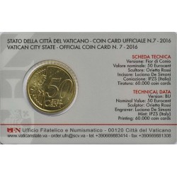 COINCARD CITTÀ DEL VATICANO 50 CENTESIMI ANNO 2016 - "GIUBILEO DELLA MISERICORDIA MMXVI"